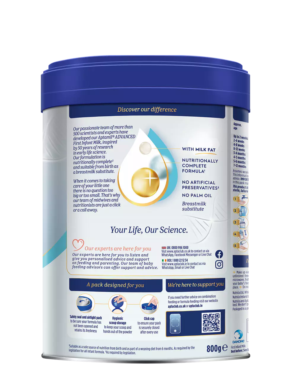 Aptamil Advanced 1 First Formula Baby Milk Powder from Birth 800g - Image 2