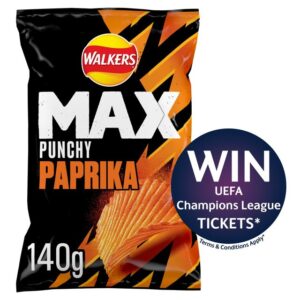 Walkers Max Punchy Paprika Sharing Bag Crisps 140g